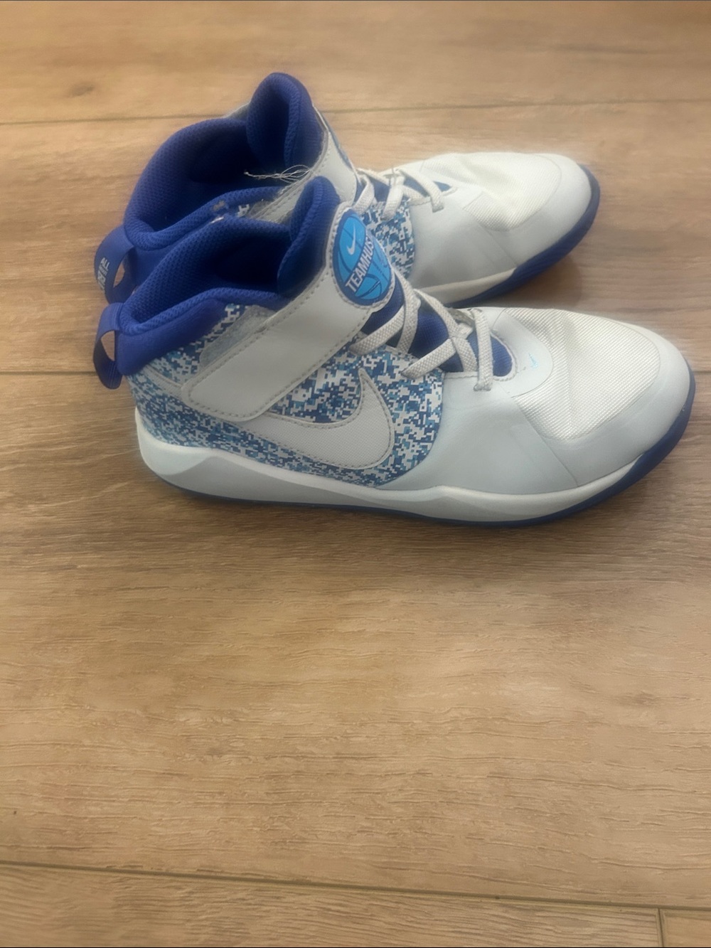Nike Kids White and Blue High-Top Sneakers